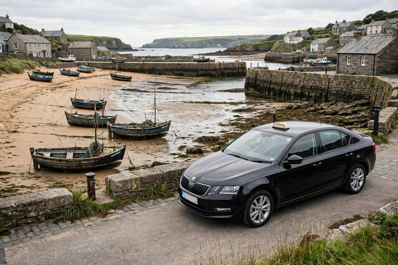 Taxi by the harbour in Saundersfoot near Tenby