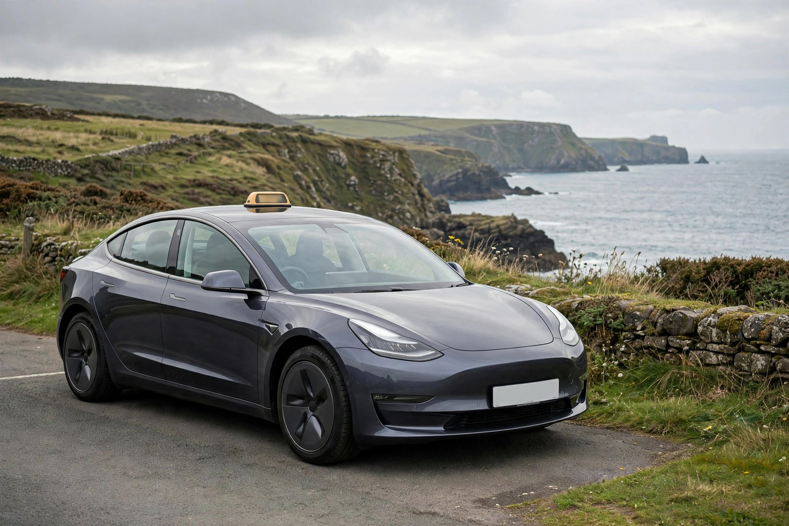 Tesla Model 3 electric taxi in Pembrokeshire